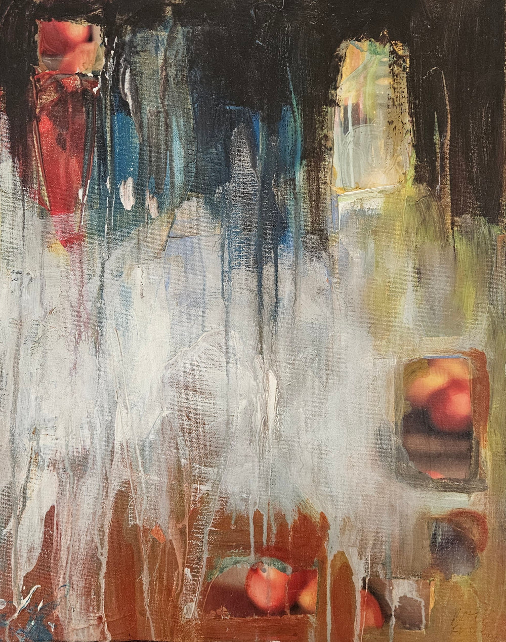 Dark Abstract with apples painting