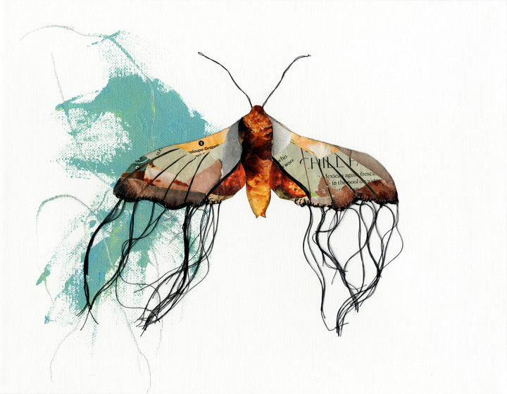 Millicent – Butterfly Moth Collection | Fine Art Giclée Print | Recycled Magazine Collage Wall Art