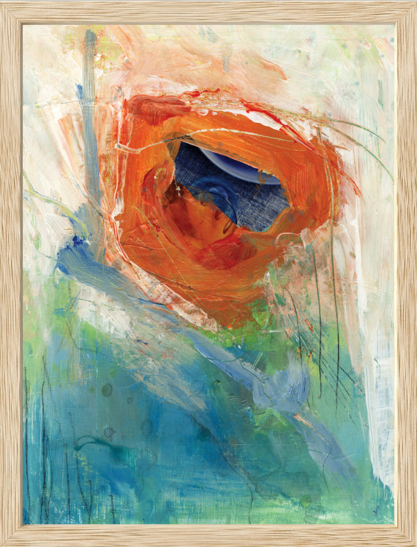 Abstract Orange and blue painting, landscape