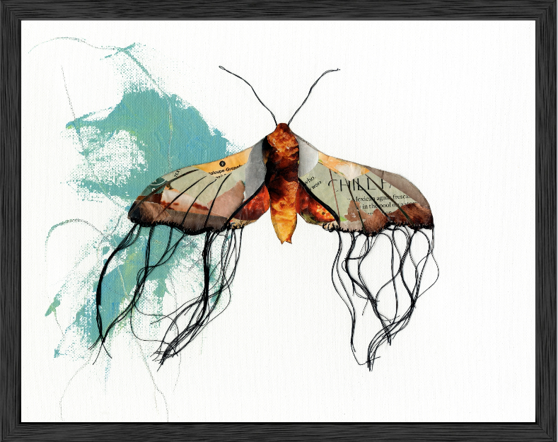 Millicent – Butterfly Moth Collection | Fine Art Giclée Print | Recycled Magazine Collage Wall Art