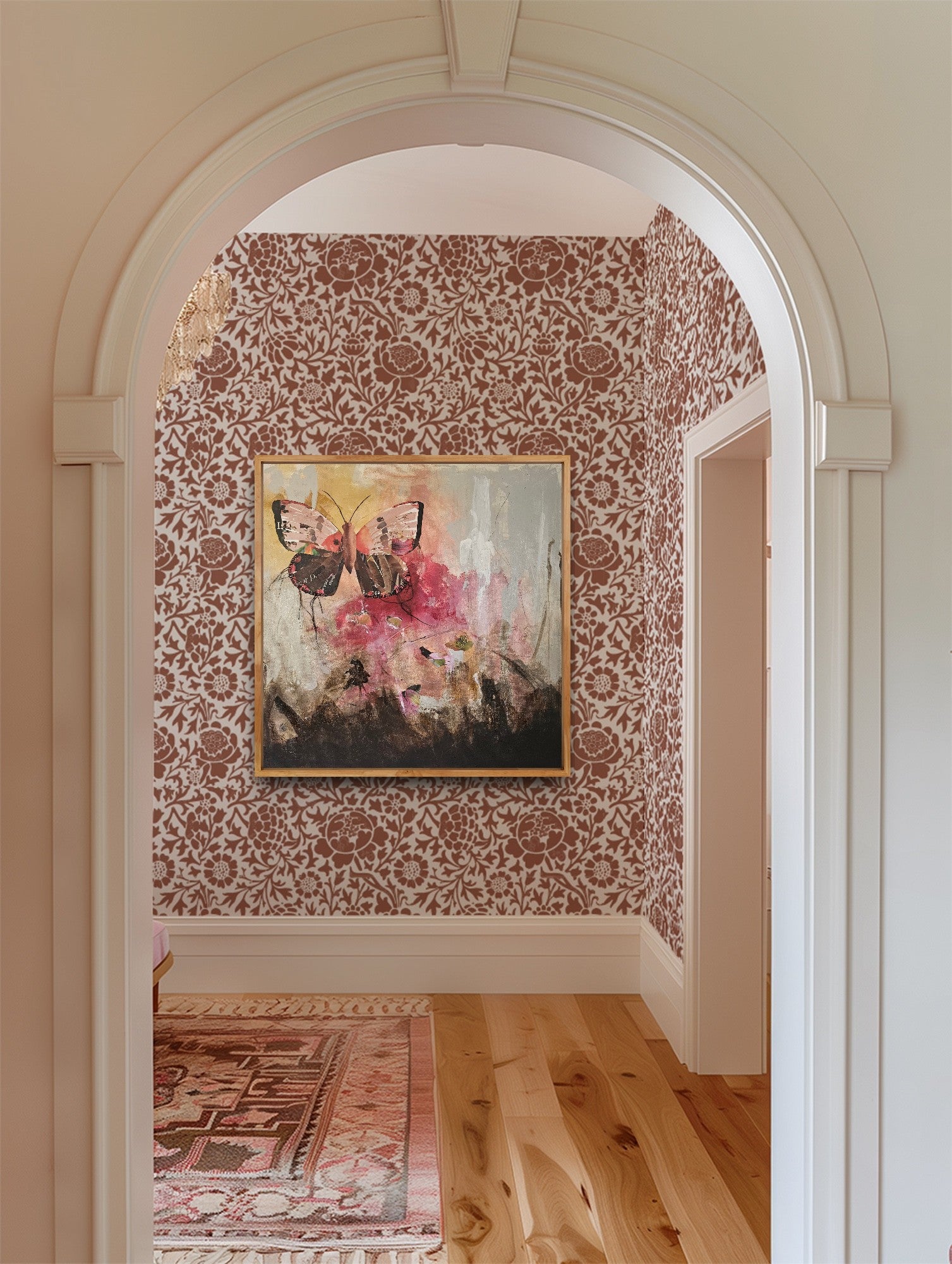 Butterfly Moth Wall Art - Pink and Brown Butterfly